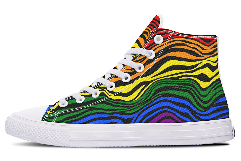 Rainbow Zebra High Tops - Offbeat Sweetie