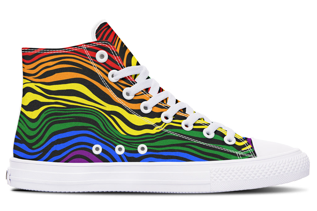 Rainbow Zebra High Tops - Offbeat Sweetie