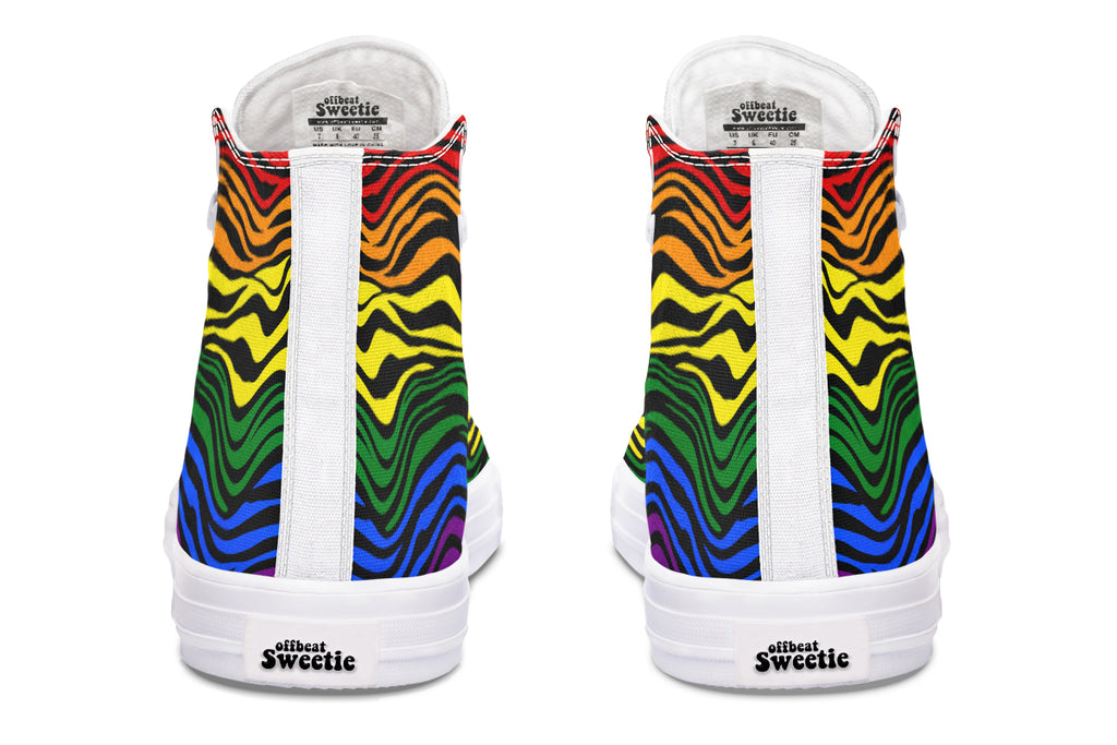 Rainbow Zebra High Tops - Offbeat Sweetie