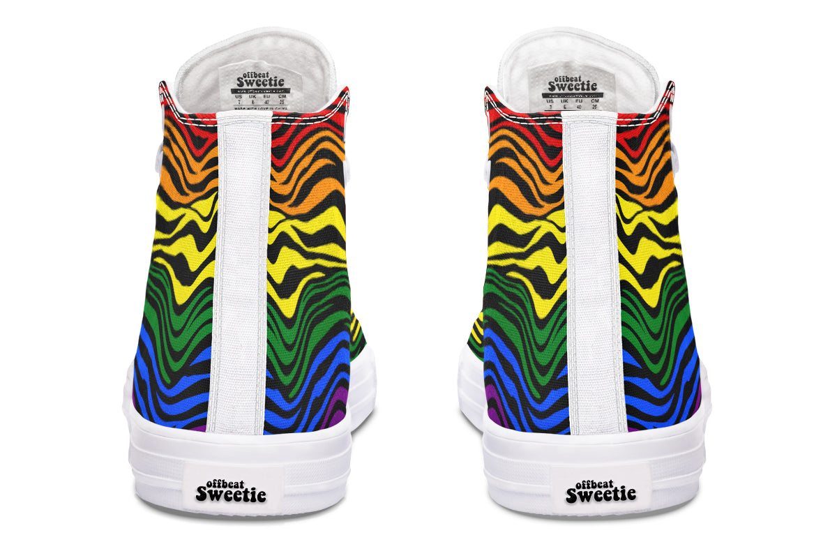 Rainbow Zebra High Tops - Offbeat Sweetie