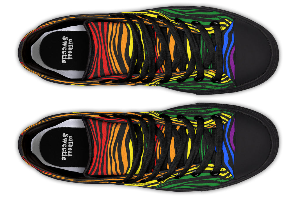 Rainbow Zebra High Tops - Offbeat Sweetie