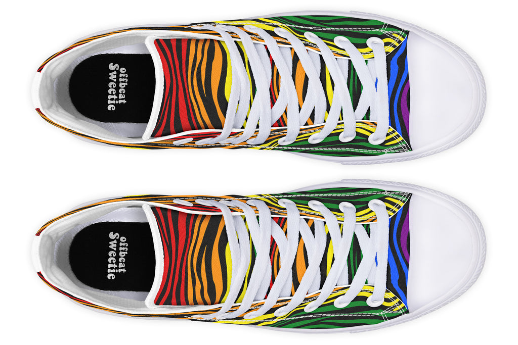 Rainbow Zebra High Tops - Offbeat Sweetie