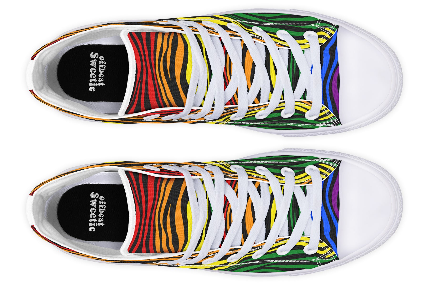 Rainbow Zebra High Tops - Offbeat Sweetie