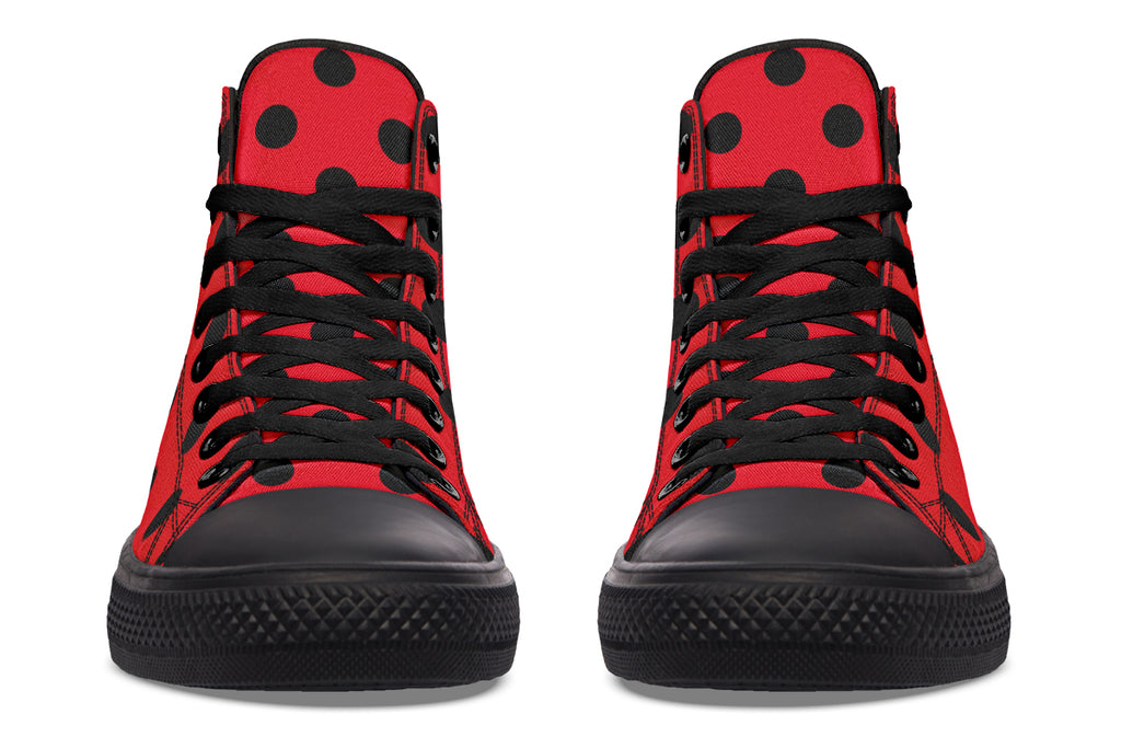 Red And Black Polka Dot High Tops