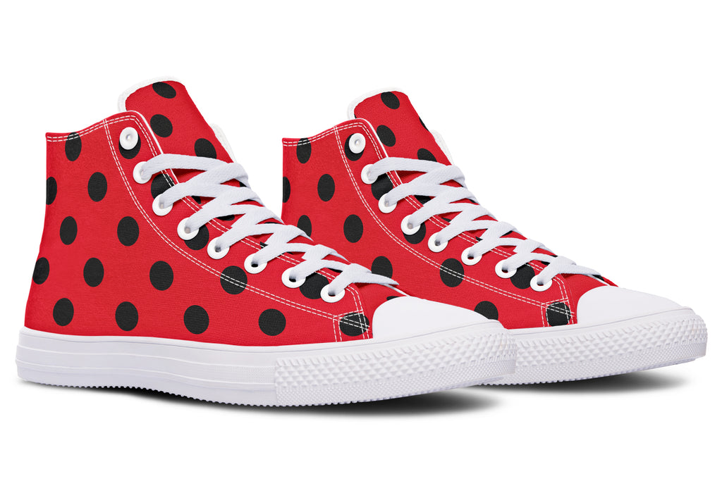 Red And Black Polka Dot High Tops