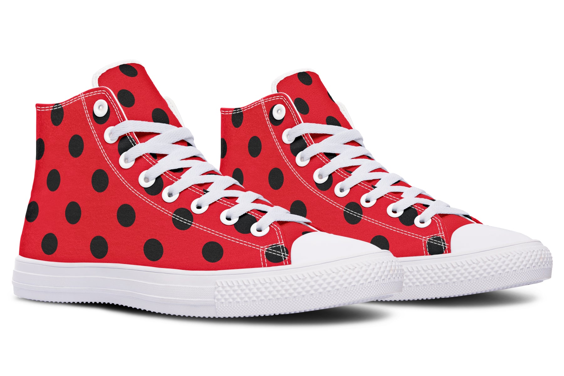 Red And Black Polka Dot High Tops