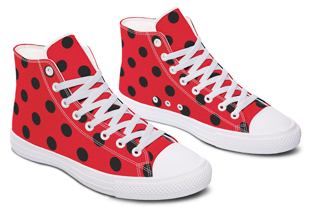Red And Black Polka Dot High Tops