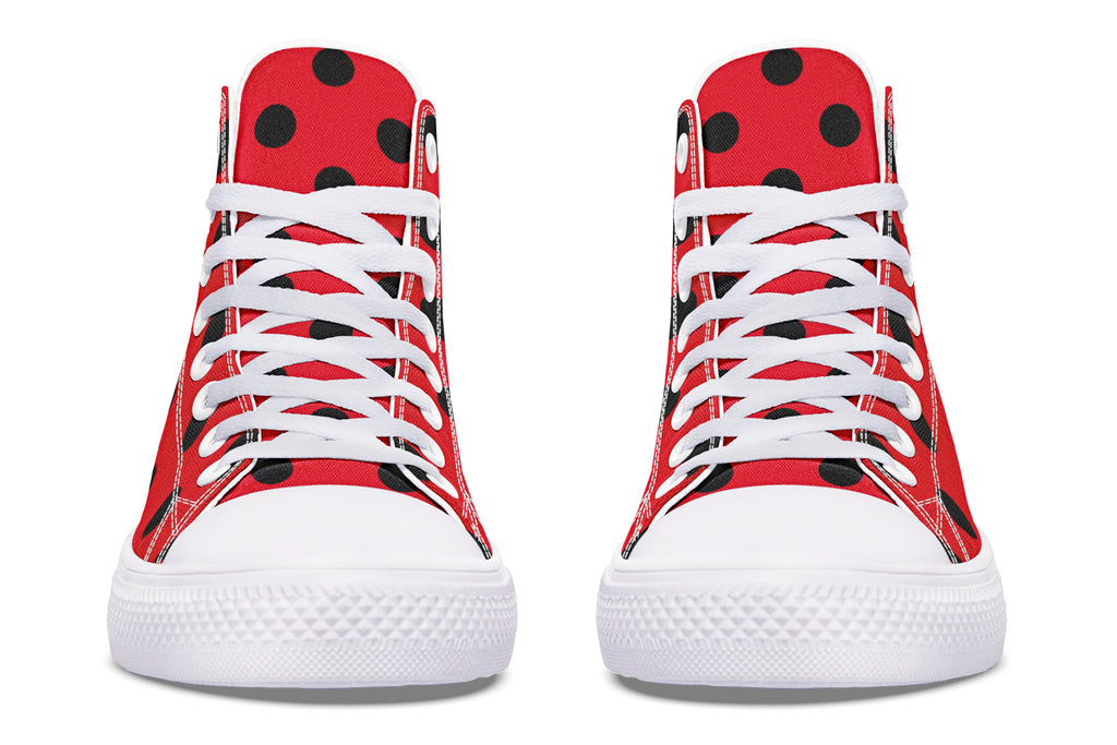 Red And Black Polka Dot High Tops