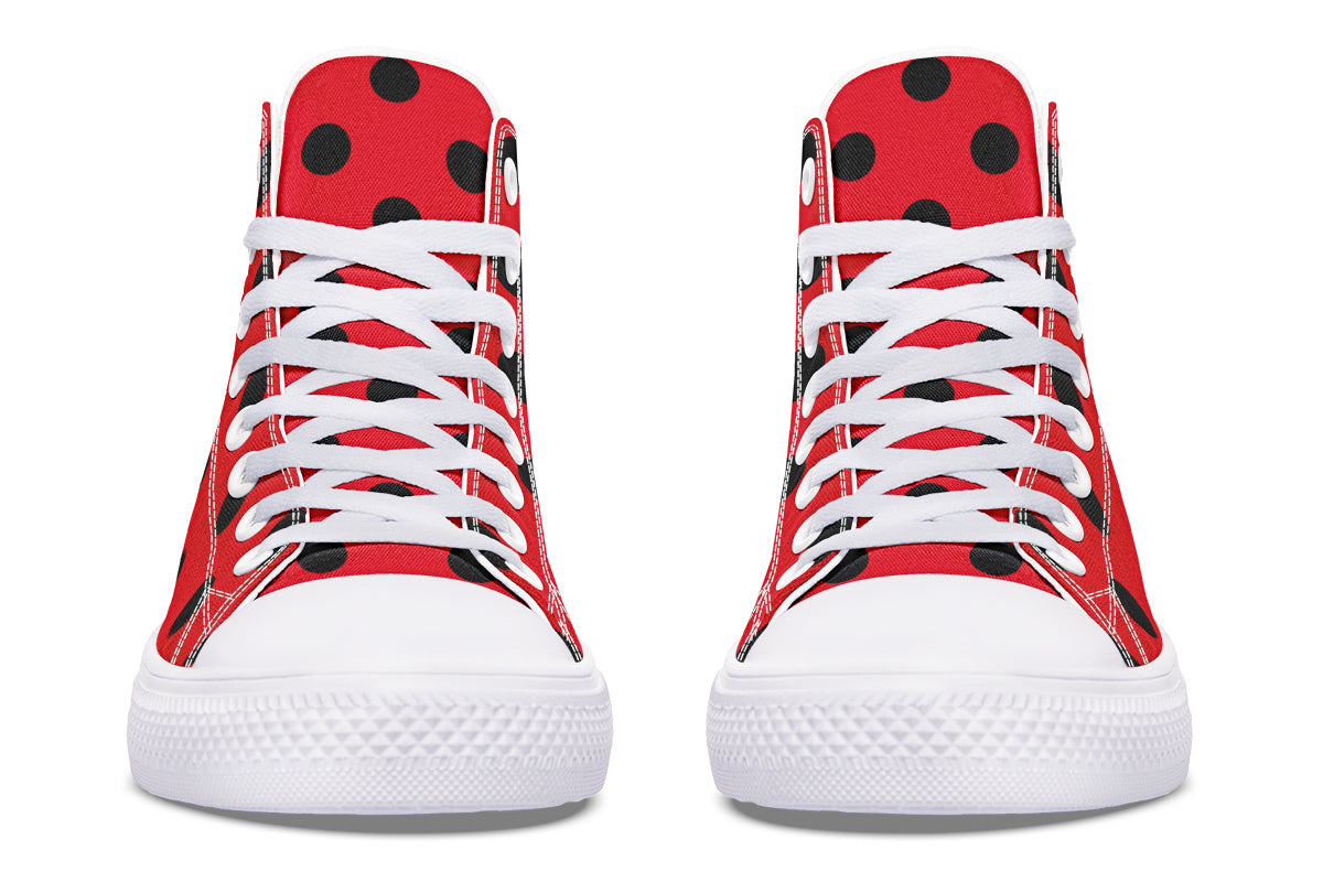 Red And Black Polka Dot High Tops