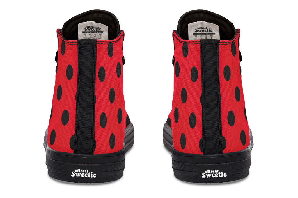 Red And Black Polka Dot High Tops