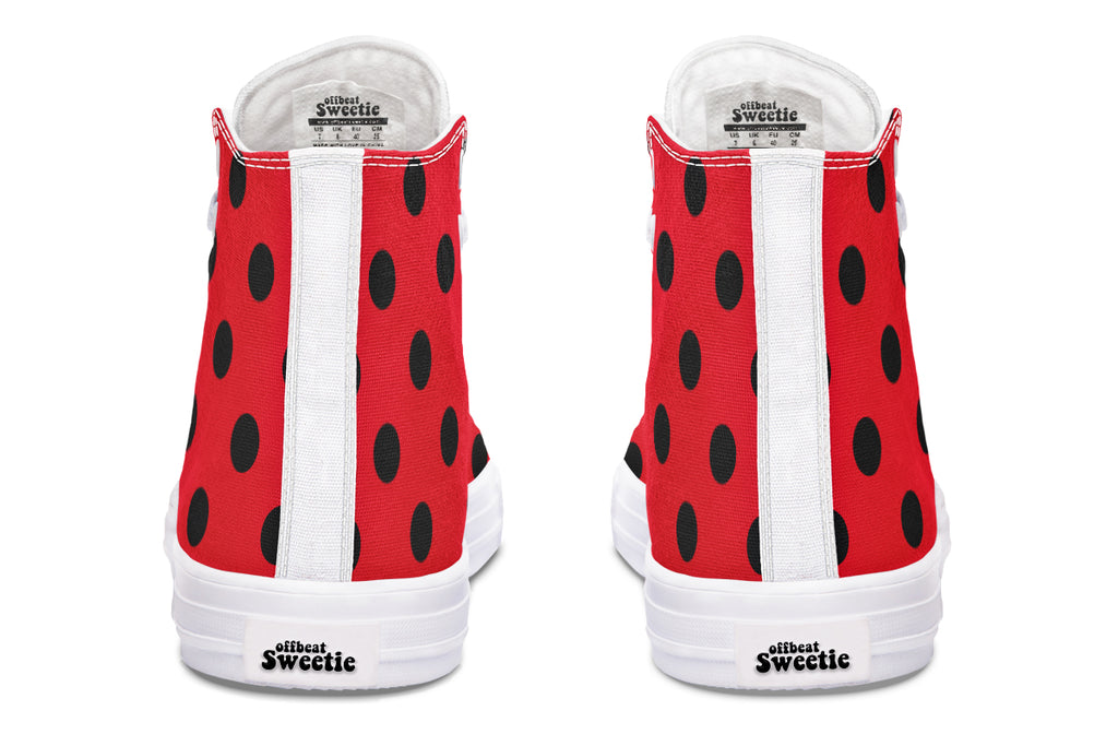 Red And Black Polka Dot High Tops