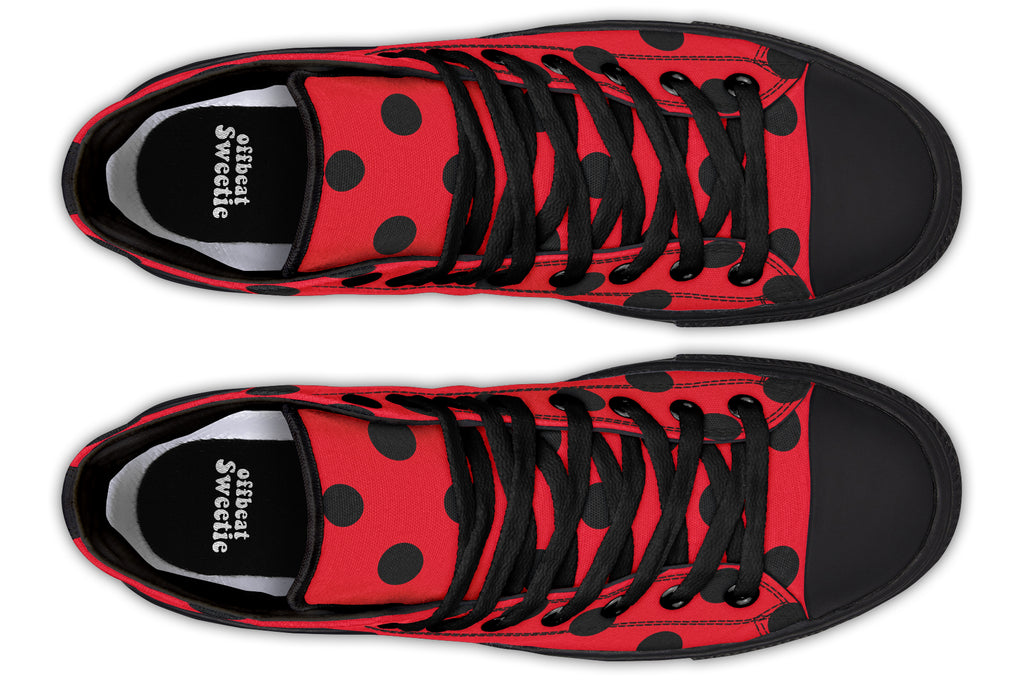 Red And Black Polka Dot High Tops