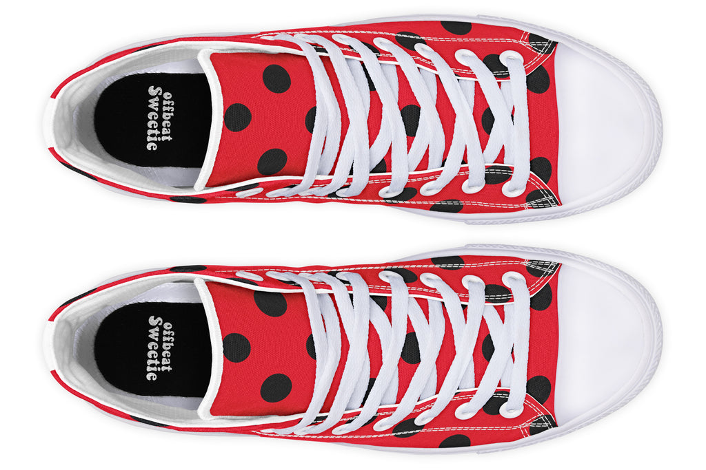Red And Black Polka Dot High Tops