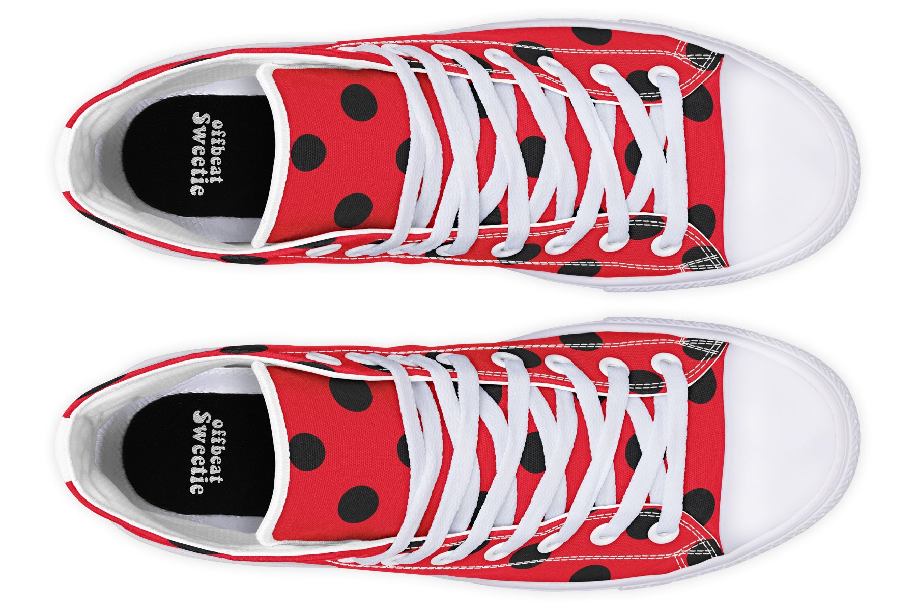 Red And Black Polka Dot High Tops (Wide)