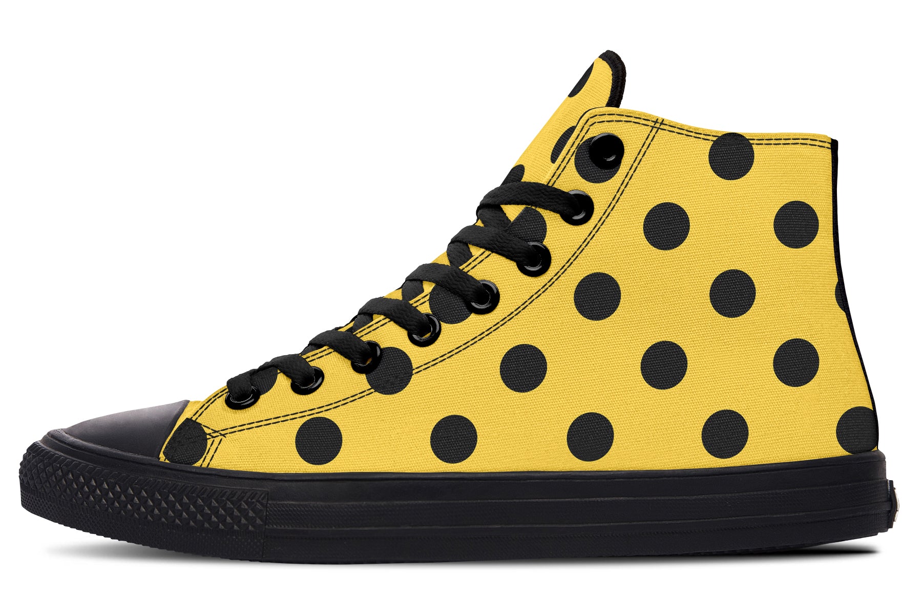 Red And Yellow Mismatched Polka Dot High Tops