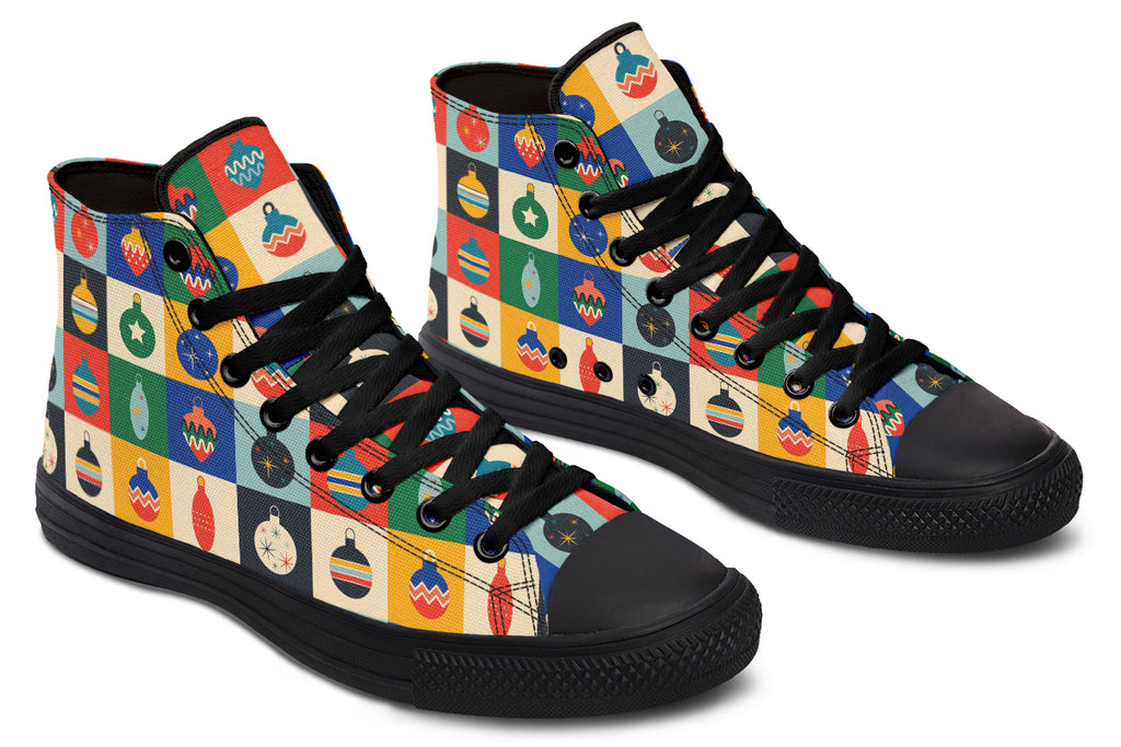 Retro Xmas Baubles High Tops - Offbeat Sweetie