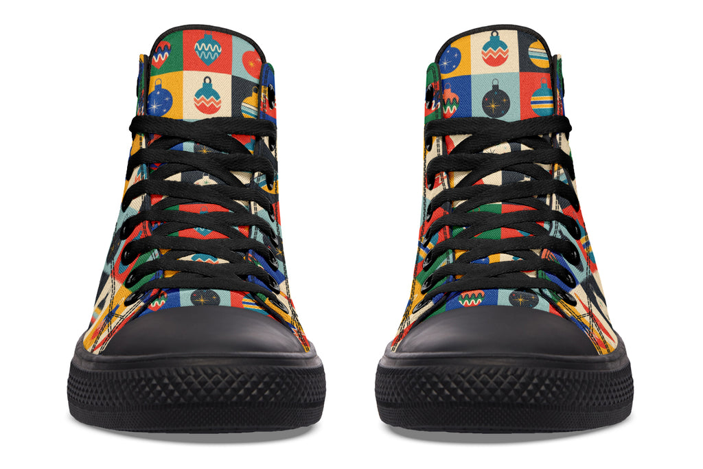 Retro Xmas Baubles High Tops - Offbeat Sweetie