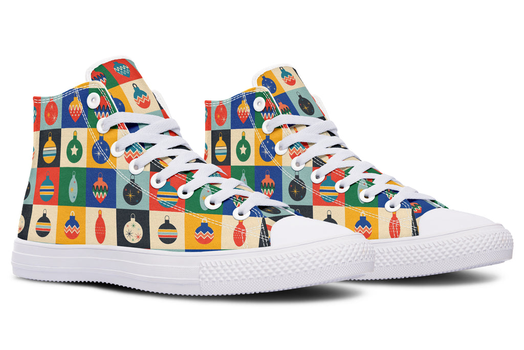 Retro Xmas Baubles High Tops - Offbeat Sweetie