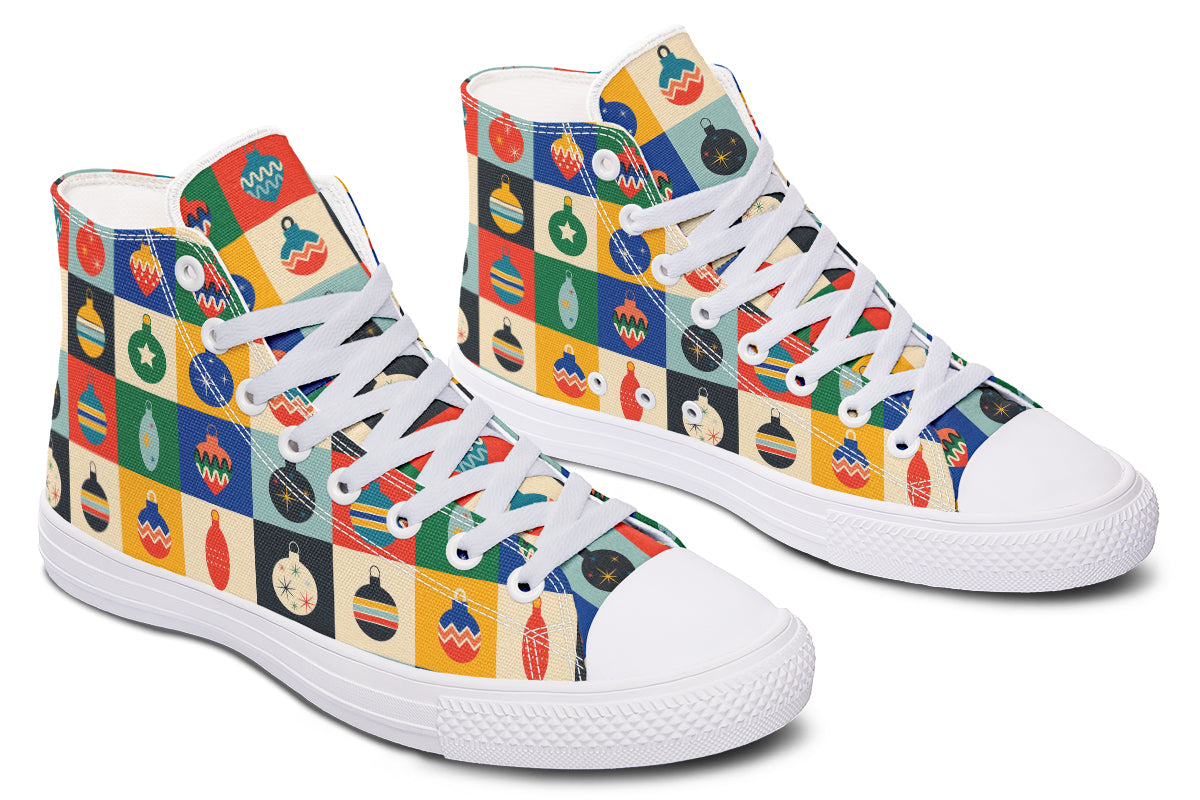 Retro Xmas Baubles High Tops - Offbeat Sweetie