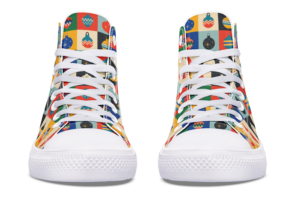 Retro Xmas Baubles High Tops - Offbeat Sweetie