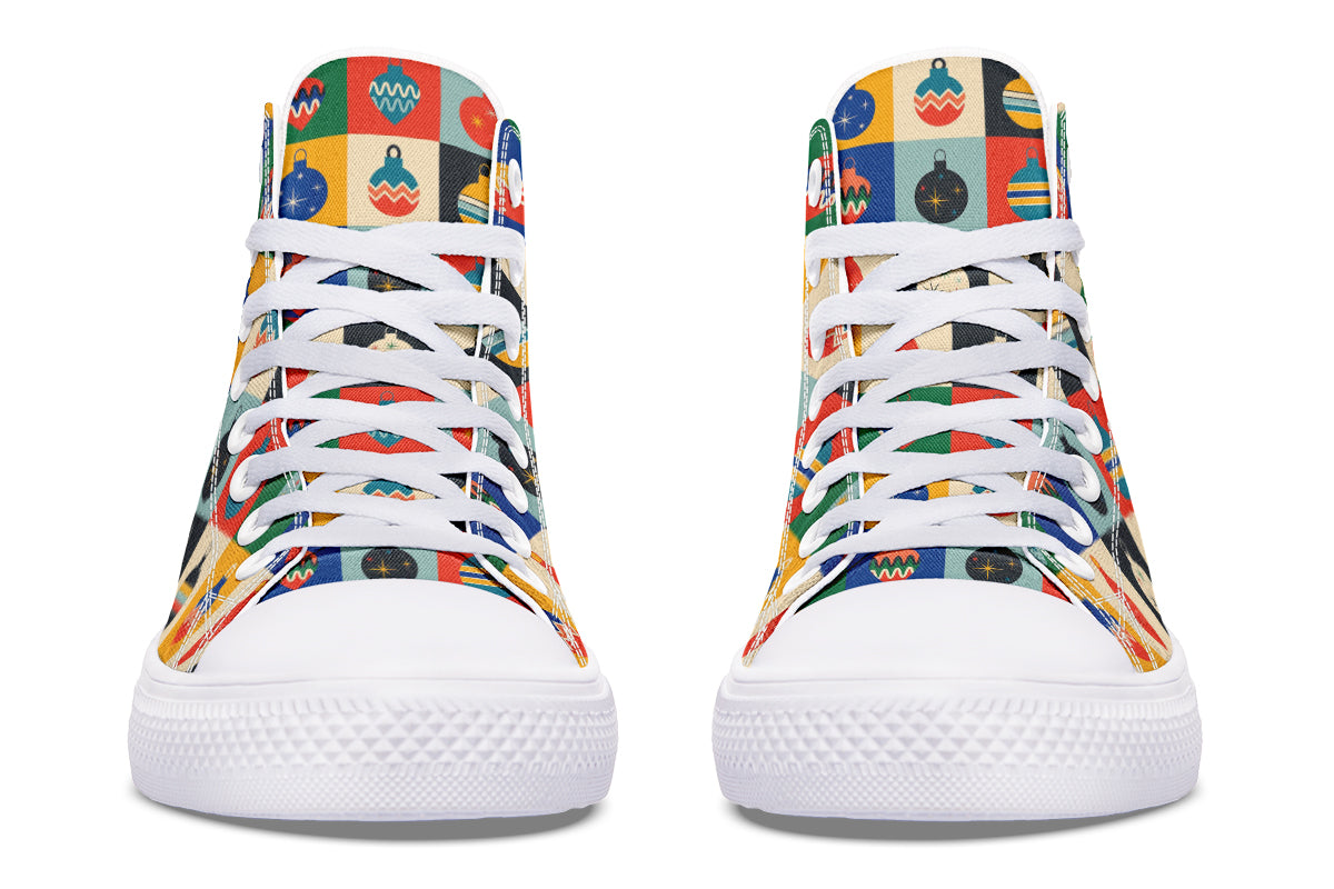 Retro Xmas Baubles High Tops - Offbeat Sweetie