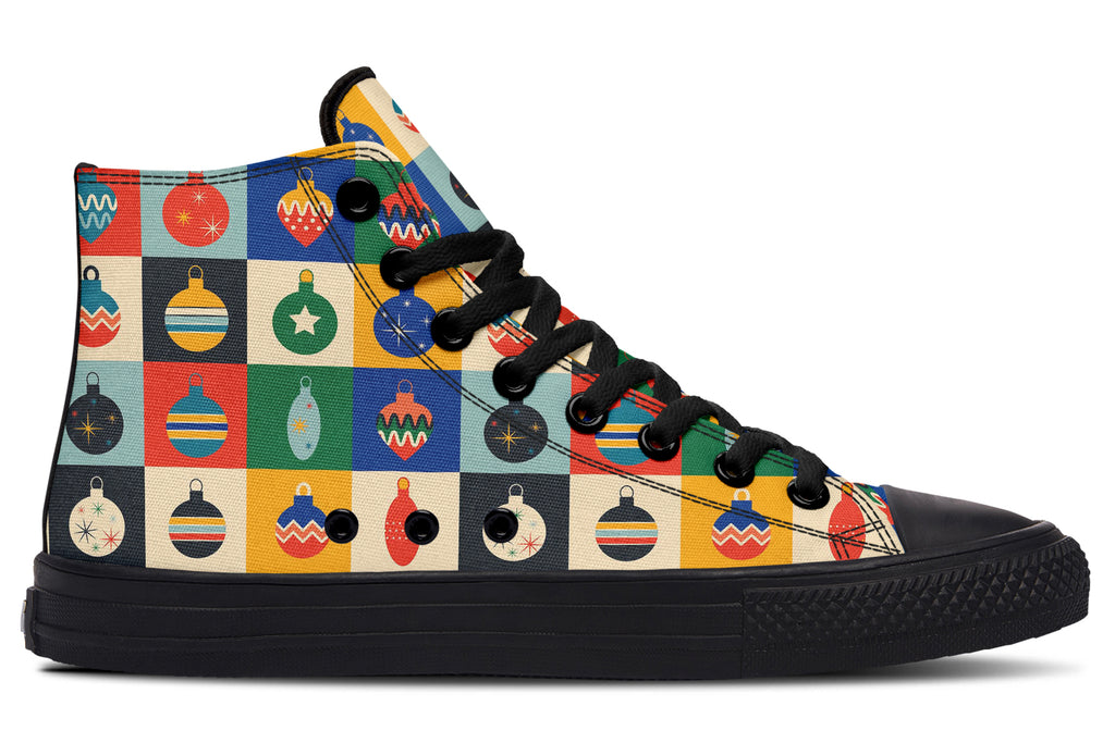 Retro Xmas Baubles High Tops - Offbeat Sweetie