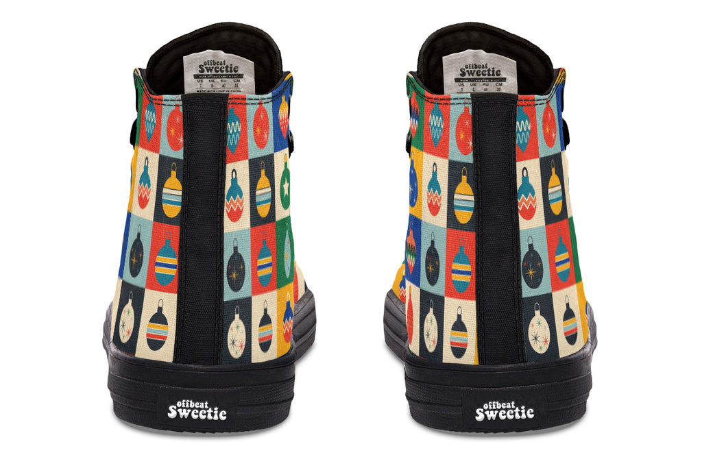 Retro Xmas Baubles High Tops - Offbeat Sweetie