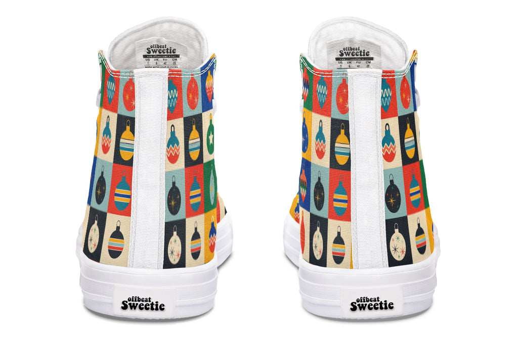 Retro Xmas Baubles High Tops - Offbeat Sweetie