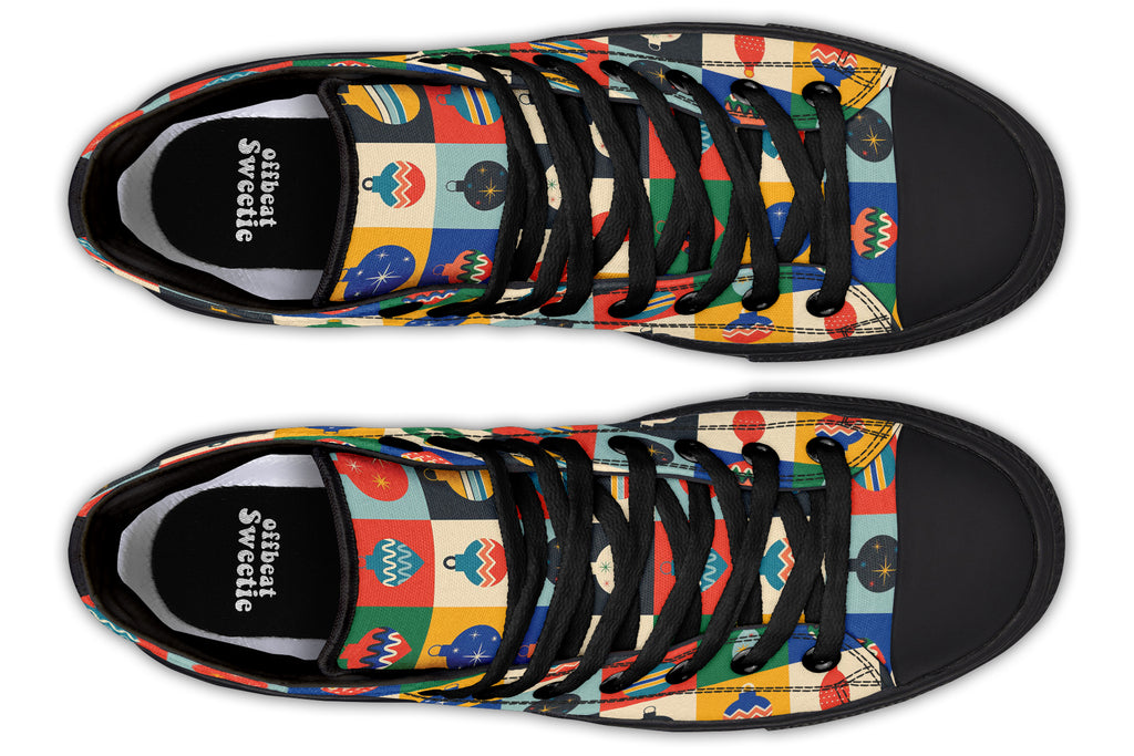 Retro Xmas Baubles High Tops - Offbeat Sweetie