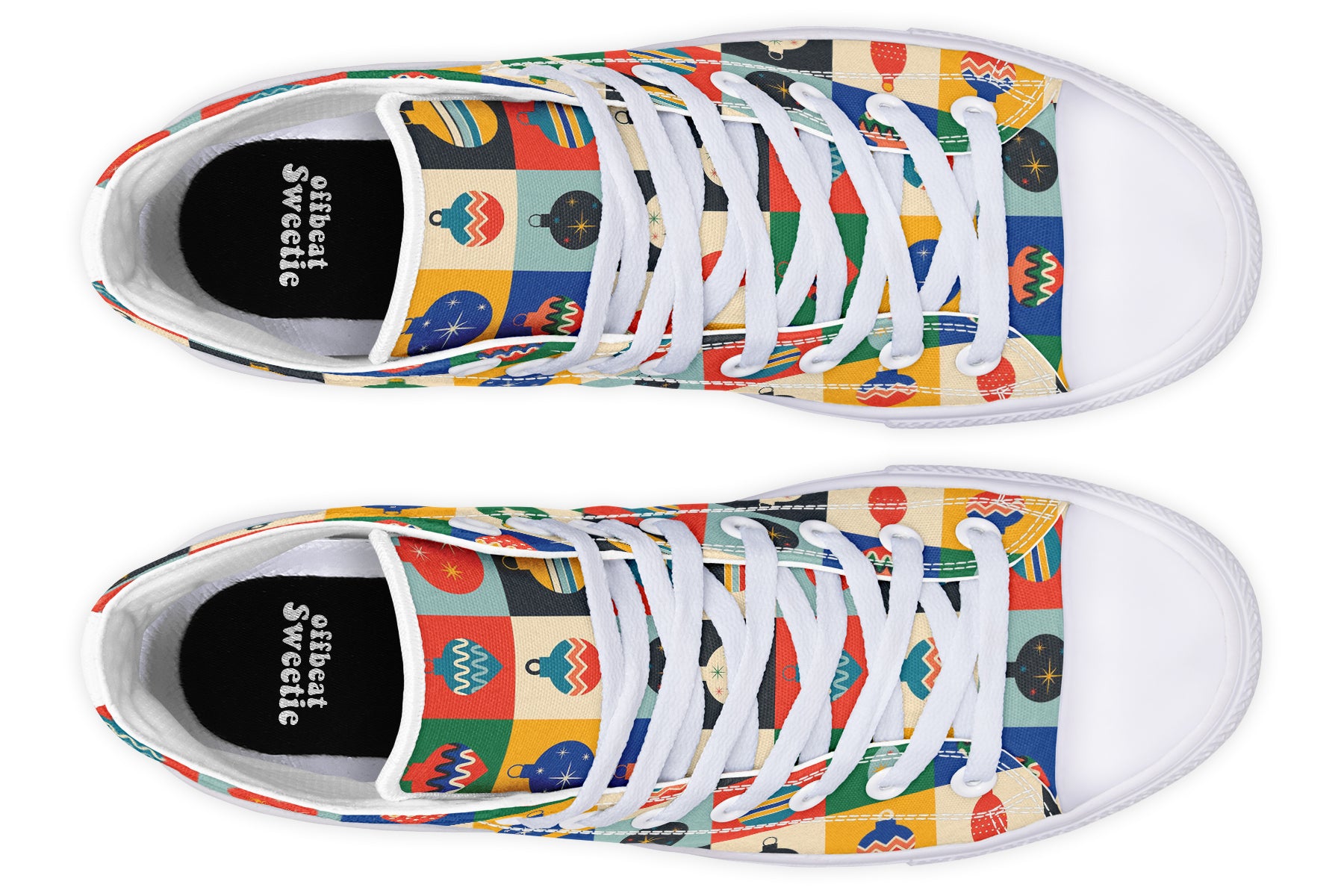 Retro Xmas Baubles High Tops - Offbeat Sweetie