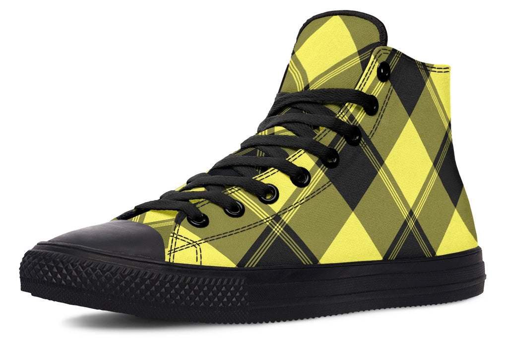 Sunny Yellow Plaid High Tops