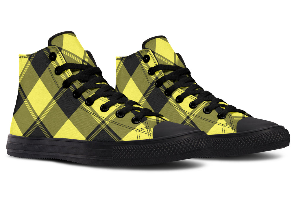 Sunny Yellow Plaid High Tops