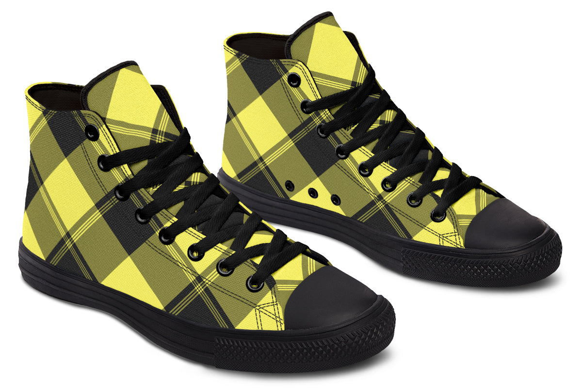 Sunny Yellow Plaid High Tops
