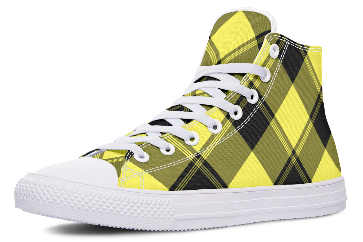 Sunny Yellow Plaid High Tops