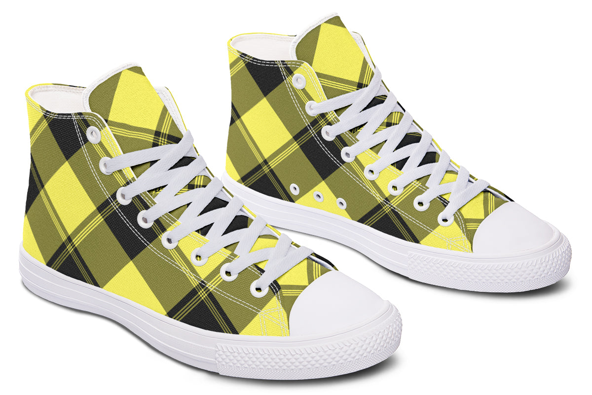 Sunny Yellow Plaid High Tops