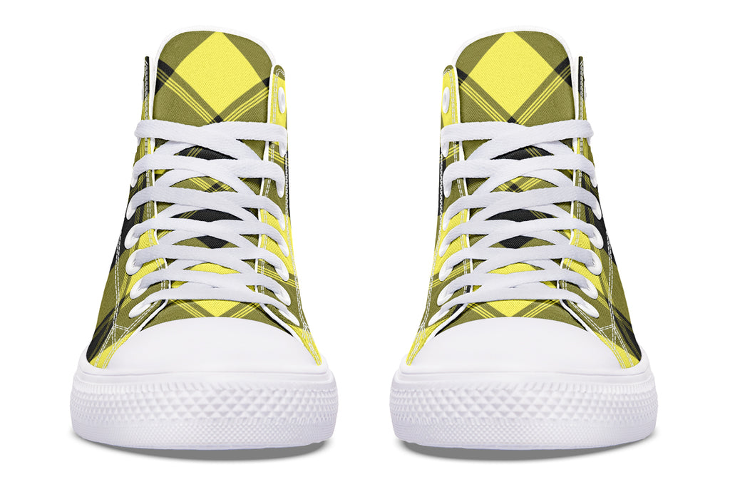 Sunny Yellow Plaid High Tops