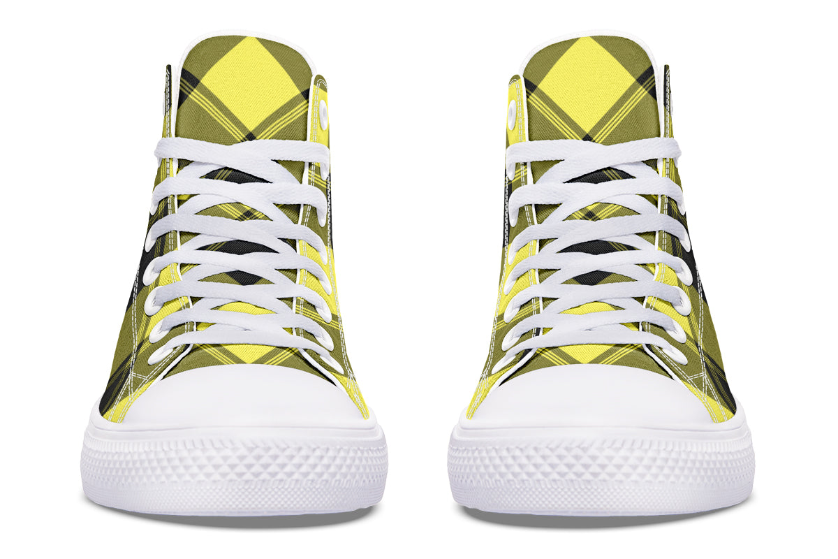 Sunny Yellow Plaid High Tops