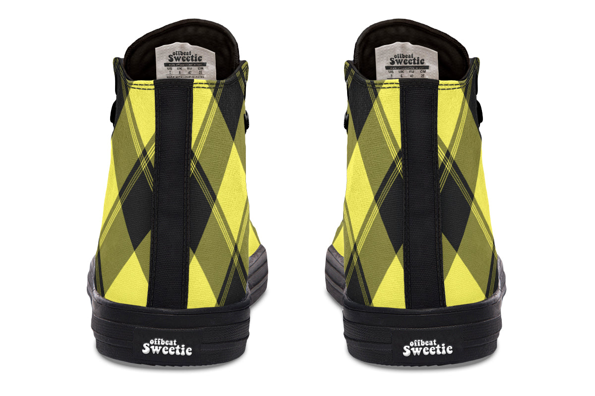 Sunny Yellow Plaid High Tops