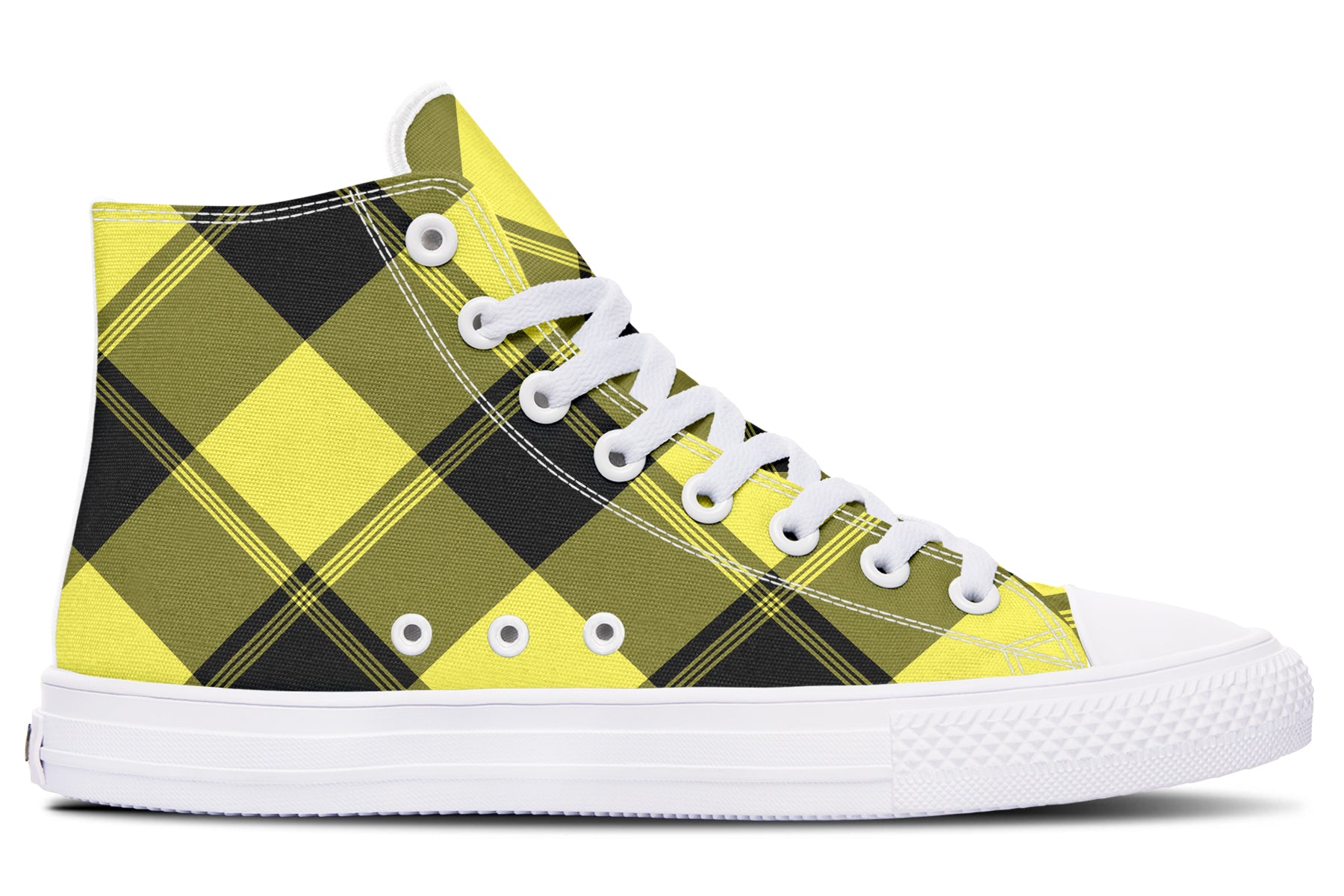 Sunny Yellow Plaid High Tops