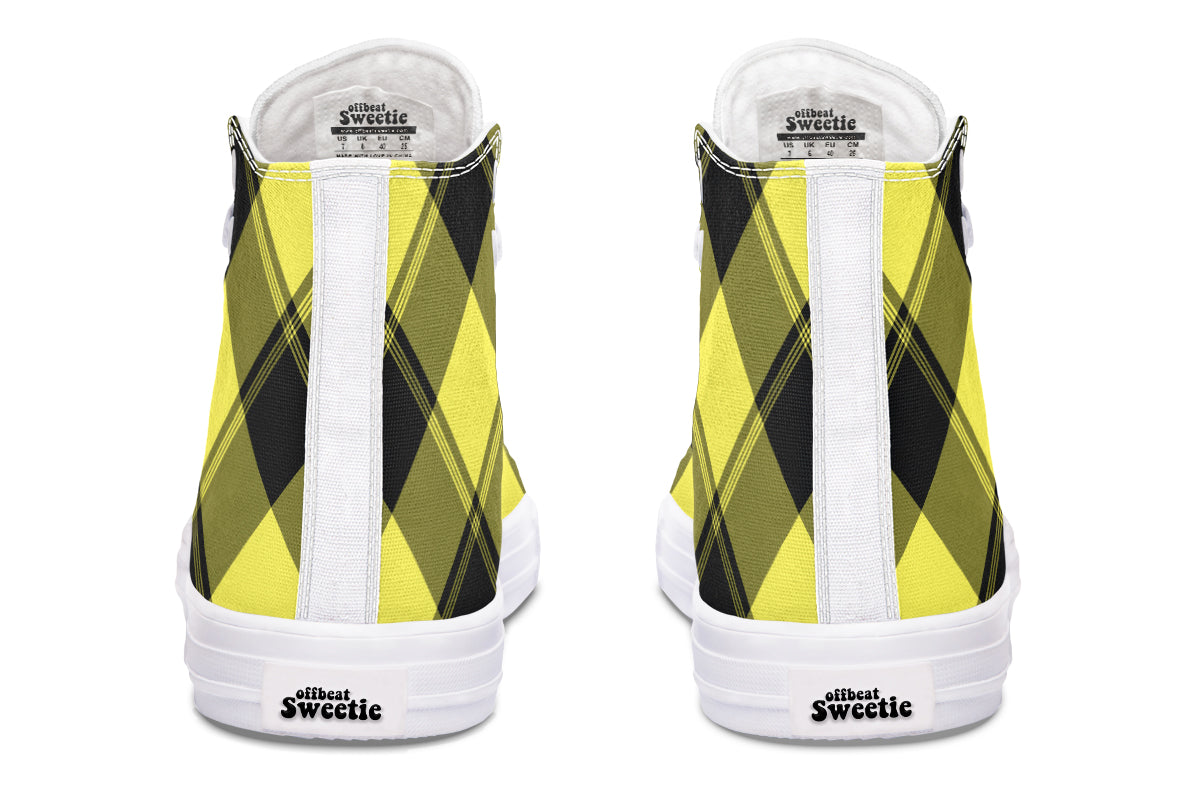 Sunny Yellow Plaid High Tops