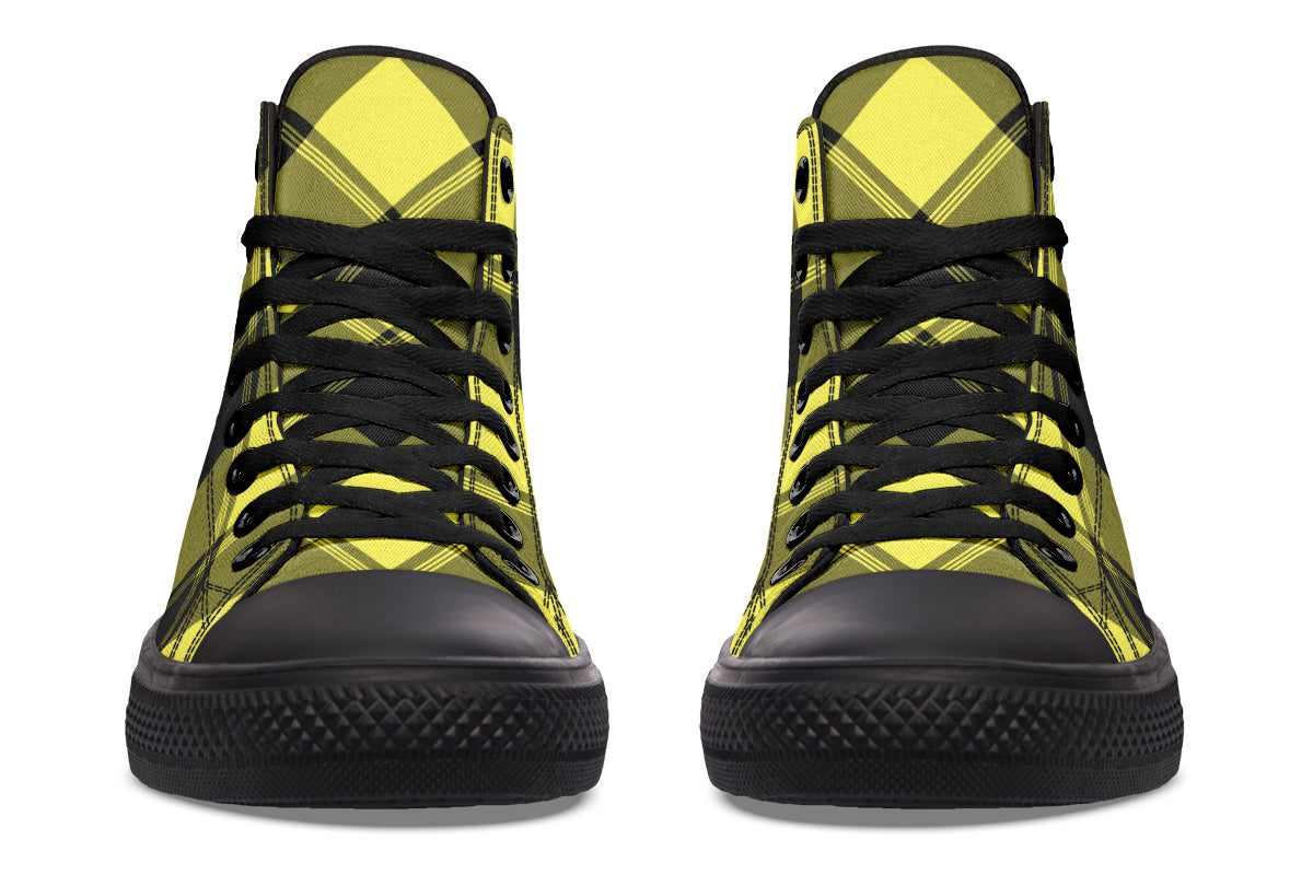 Sunny Yellow Plaid High Tops (Wide)