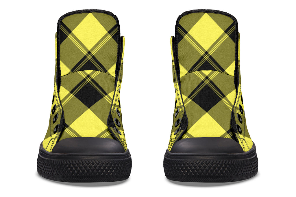 Sunny Yellow Plaid High Tops (Wide)