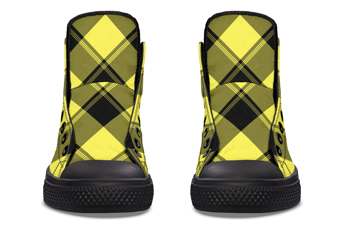 Sunny Yellow Plaid High Tops (Wide)