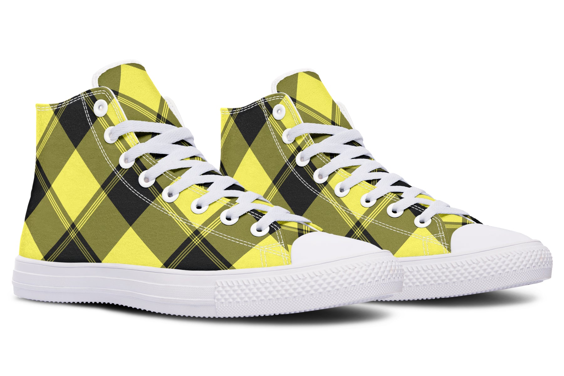 Sunny Yellow Plaid High Tops (Wide)