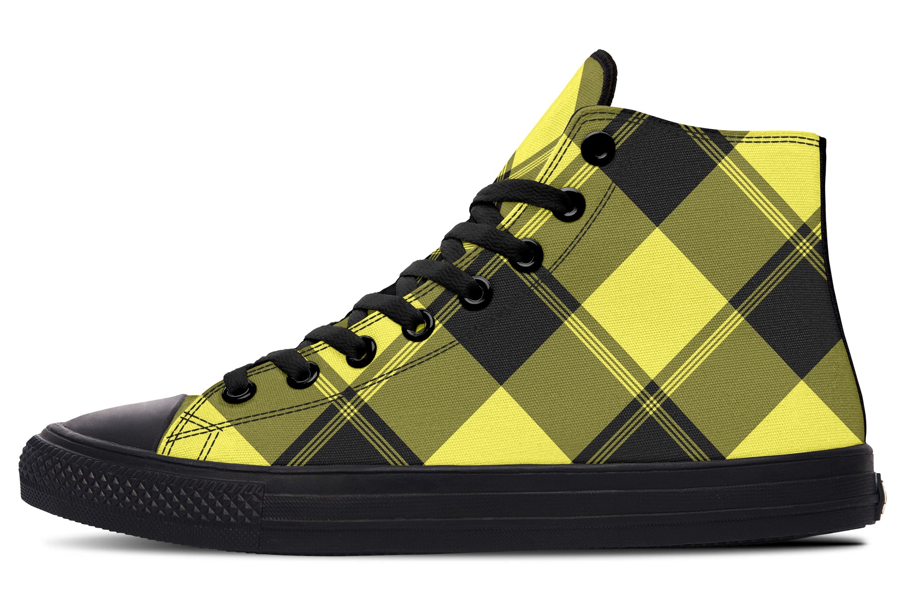 Sunny Yellow Plaid High Tops (Wide)