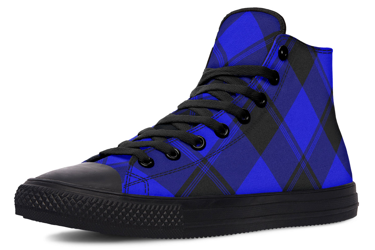 Vivid Blue Plaid High Tops