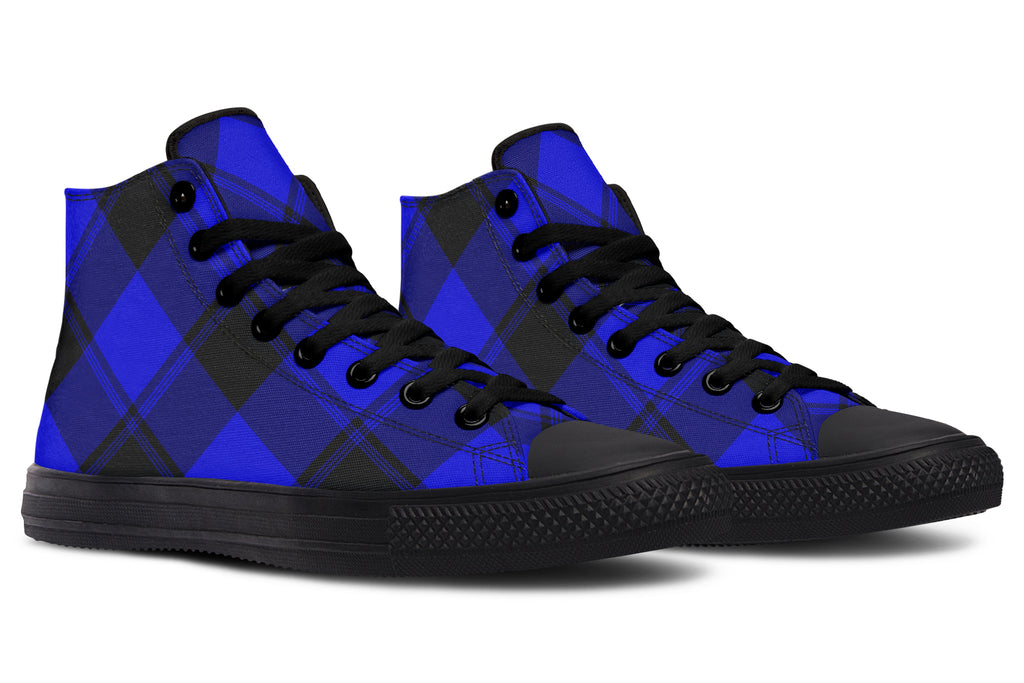 Vivid Blue Plaid High Tops