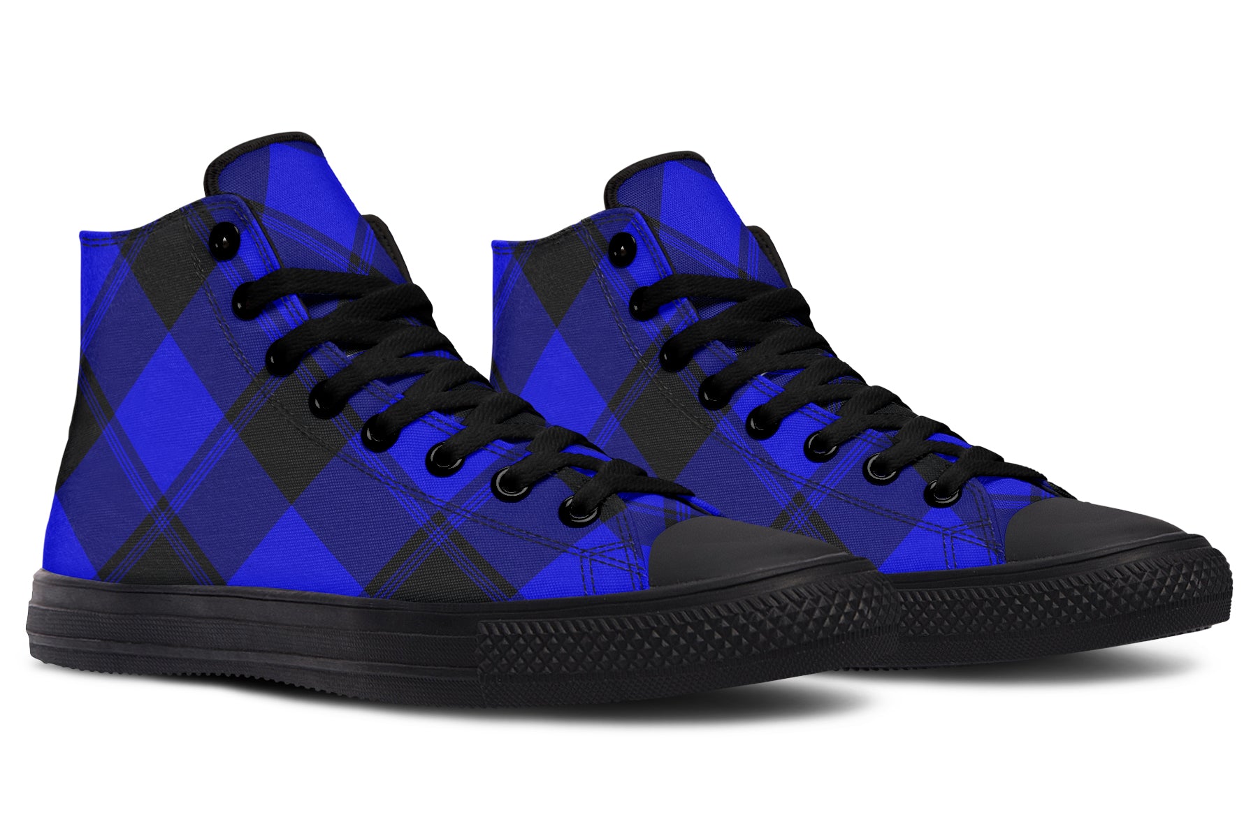Vivid Blue Plaid High Tops