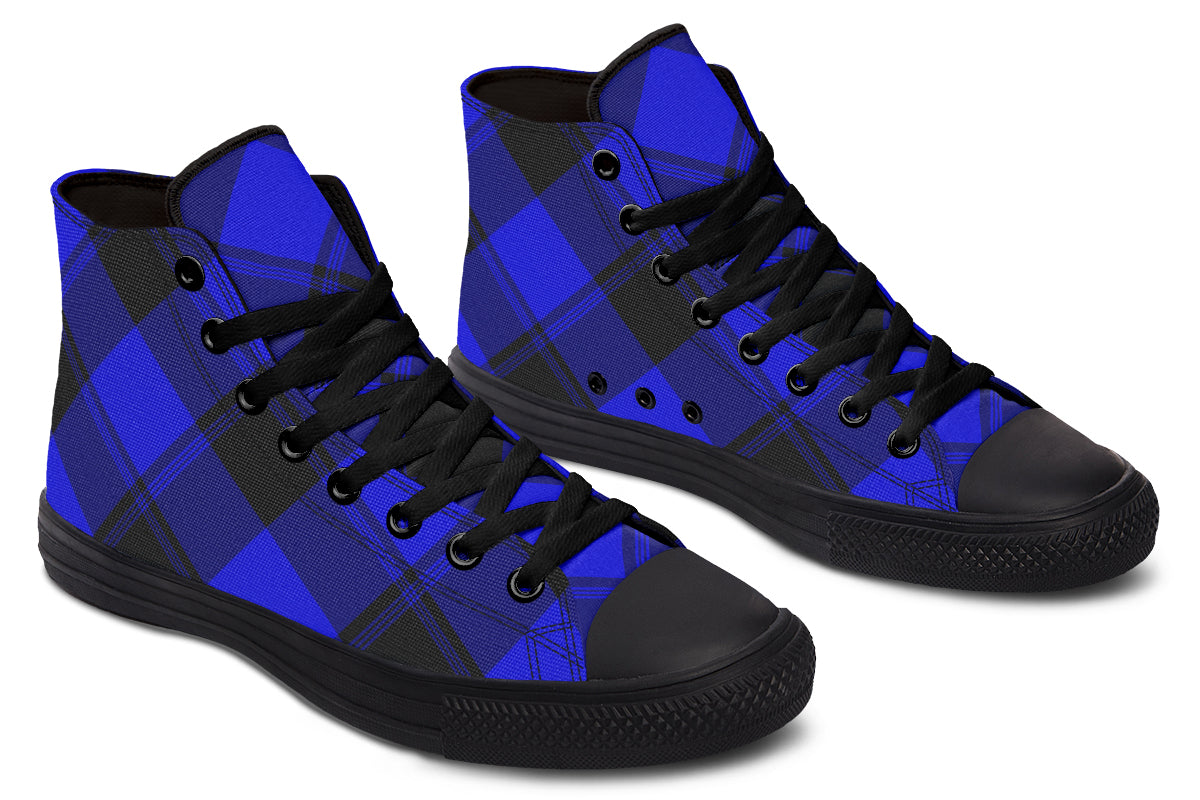 Vivid Blue Plaid High Tops