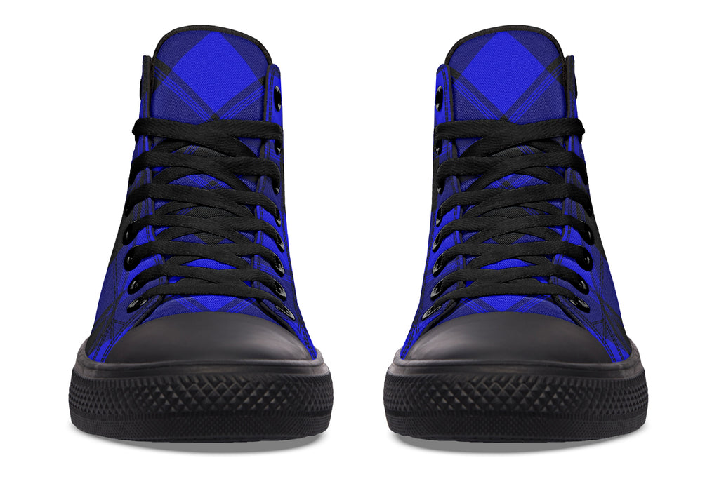 Vivid Blue Plaid High Tops
